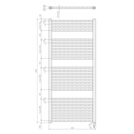 Aqualine - Електрическо оборудване за баня радиатор DIRECT-E 600W/230V 132 см бял прав
