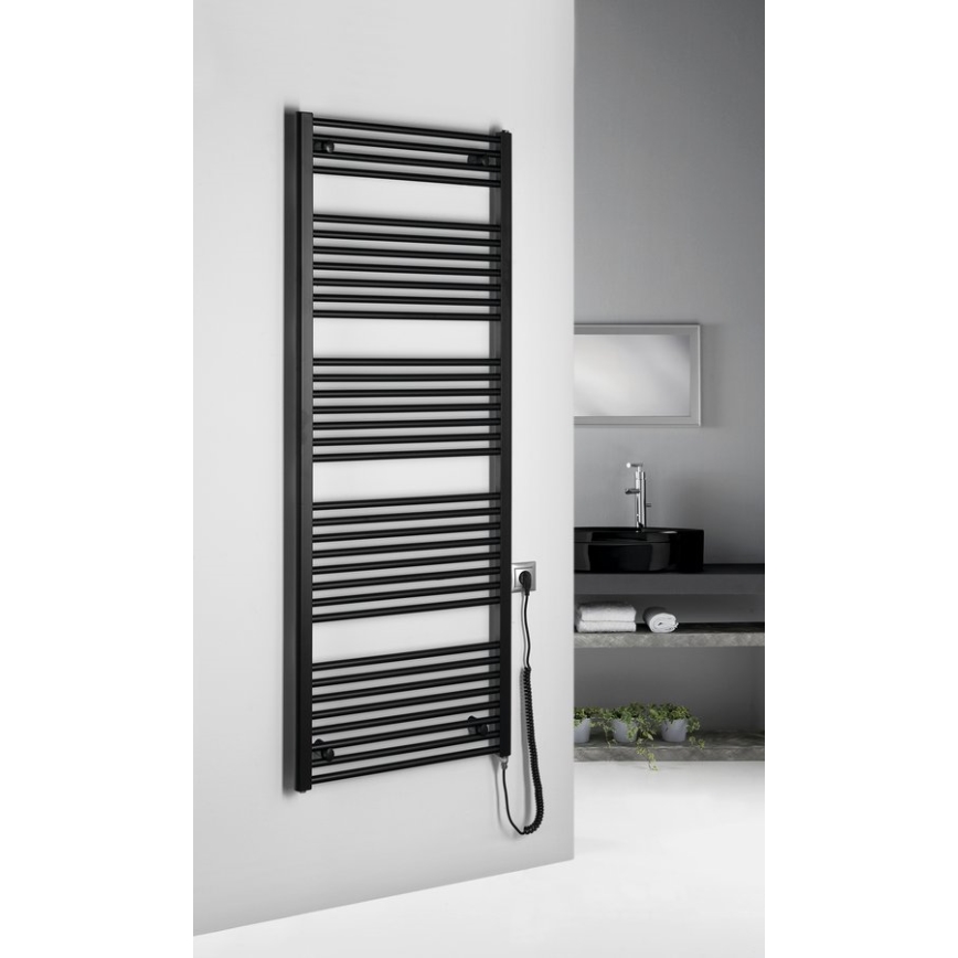 Aqualine - Електрическо оборудване за баня радиатор DIRECT-E 800W/230V 168 см матов черен прав