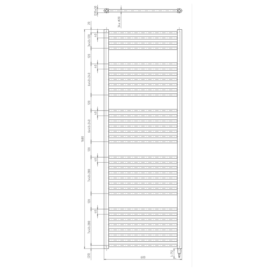 Aqualine - Електрическо оборудване за баня радиатор DIRECT-E 800W/230V 168 см матов черен прав