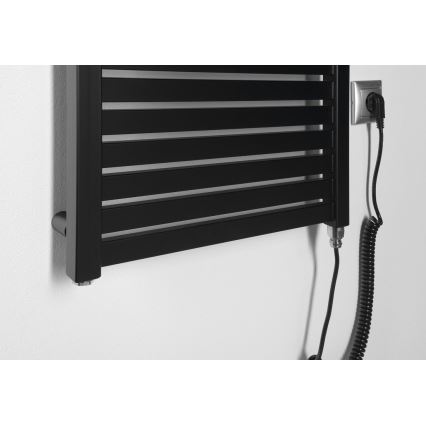 Aqualine - Електрическо оборудване за баня радиатор TONDI-E 300W/230V 97 см матов черен прав