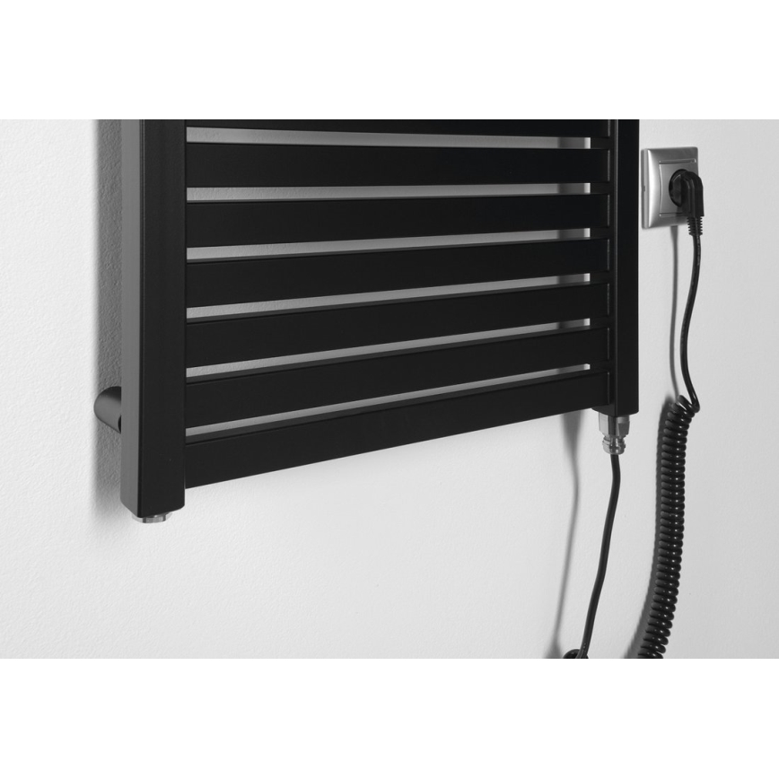 Aqualine - Електрическо оборудване за баня радиатор TONDI-E 300W/230V 97 см матов черен прав