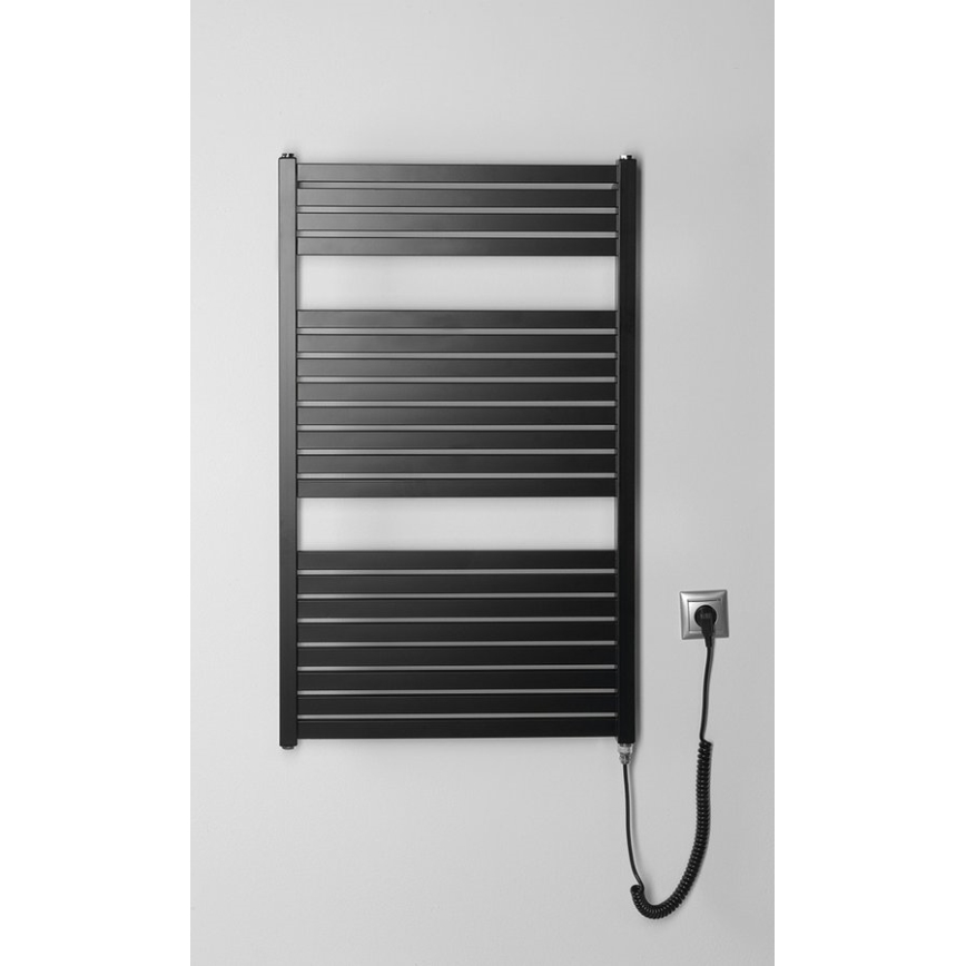Aqualine - Електрическо оборудване за баня радиатор TONDI-E 400W/230V 97 см матов черен прав
