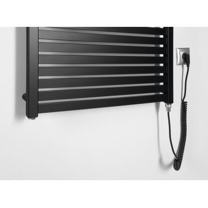 Aqualine - Електрическо оборудване за баня радиатор TONDI-E 400W/230V 97 см матов черен прав
