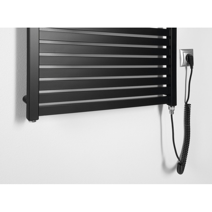 Aqualine - Електрическо оборудване за баня радиатор TONDI-E 400W/230V 97 см матов черен прав