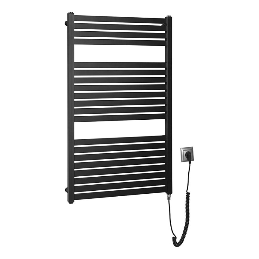 Aqualine - Електрическо оборудване за баня радиатор TONDI-E 400W/230V 97 см матов черен прав