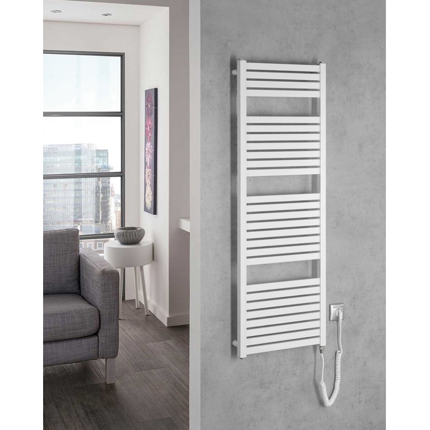Aqualine - Електрическо оборудване за баня радиатор TONDI-E 500W/230V 133 см бял прав