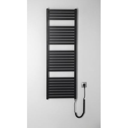 Aqualine - Електрическо оборудване за баня радиатор TONDI-E 500W/230V 133 см матов черен прав