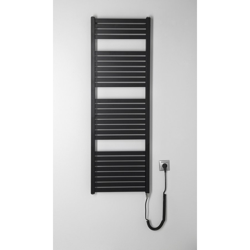 Aqualine - Електрическо оборудване за баня радиатор TONDI-E 500W/230V 133 см матов черен прав