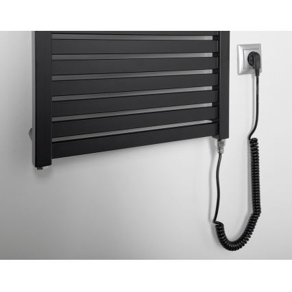 Aqualine - Електрическо оборудване за баня радиатор TONDI-E 500W/230V 133 см матов черен прав