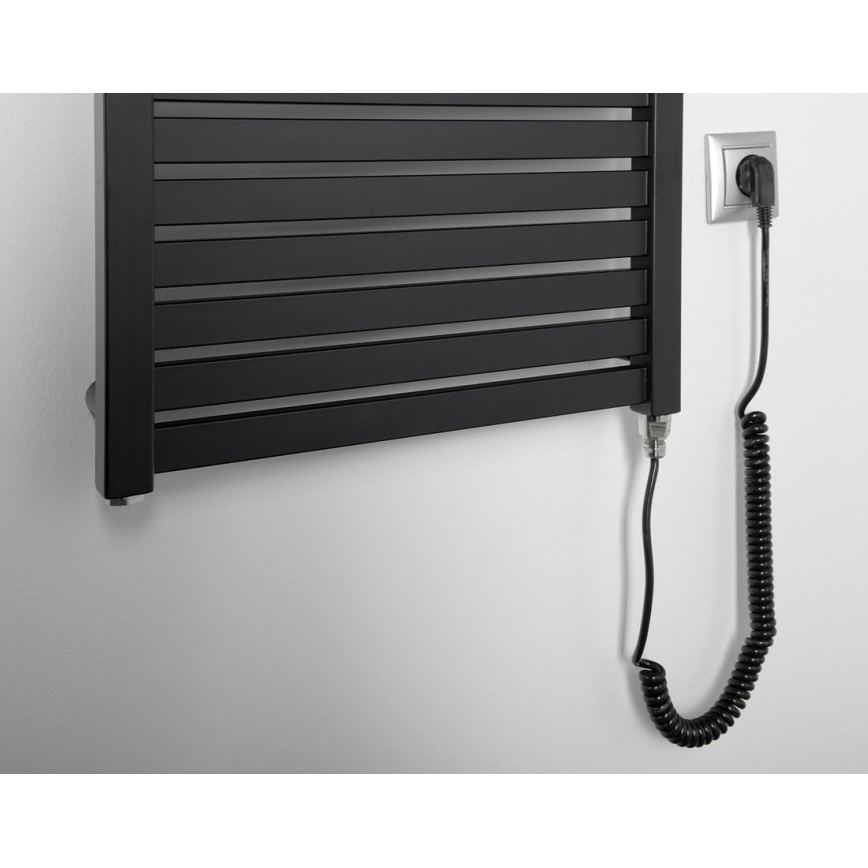 Aqualine - Електрическо оборудване за баня радиатор TONDI-E 500W/230V 133 см матов черен прав