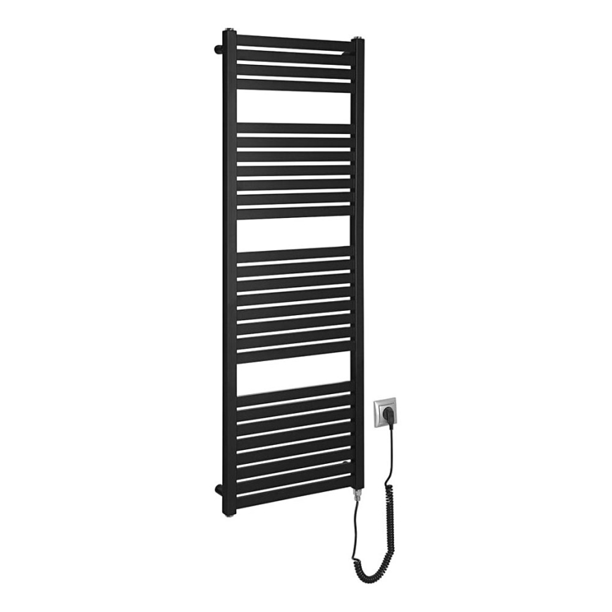 Aqualine - Електрическо оборудване за баня радиатор TONDI-E 500W/230V 133 см матов черен прав