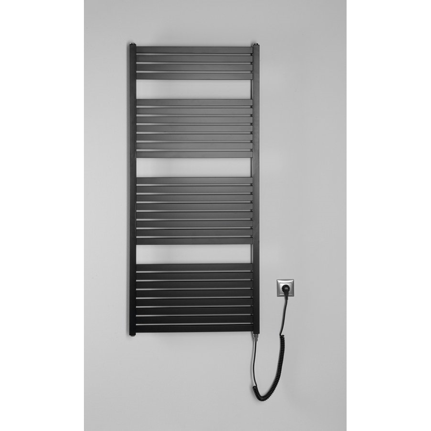 Aqualine - Електрическо оборудване за баня радиатор TONDI-E 600W/230V 133 см матов черен прав