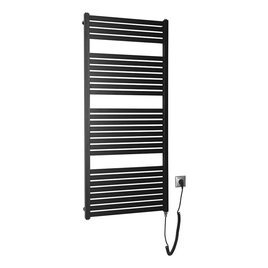 Aqualine - Електрическо оборудване за баня радиатор TONDI-E 600W/230V 133 см матов черен прав