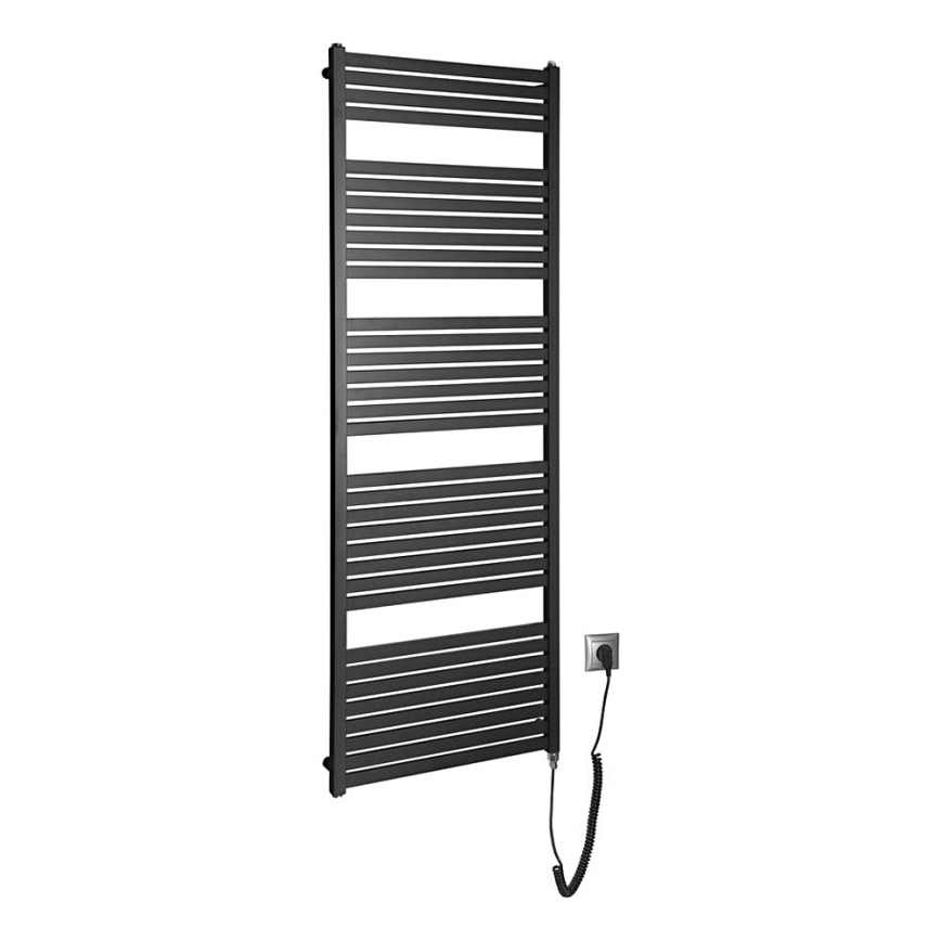 Aqualine - Електрическо оборудване за баня радиатор TONDI-E 800W/230V 169 см матов черен прав