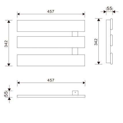 Aqualine - Електрическа сушилня за кърпи ELVIS 50W/230V 34,2 см бял дeсен