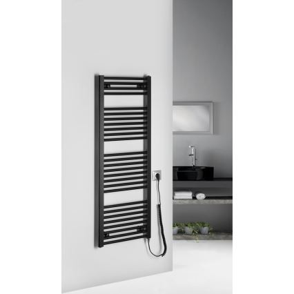 Aqualine - Електрически радиатор за баня DIRECT-E 400W 132x45 см матово черно