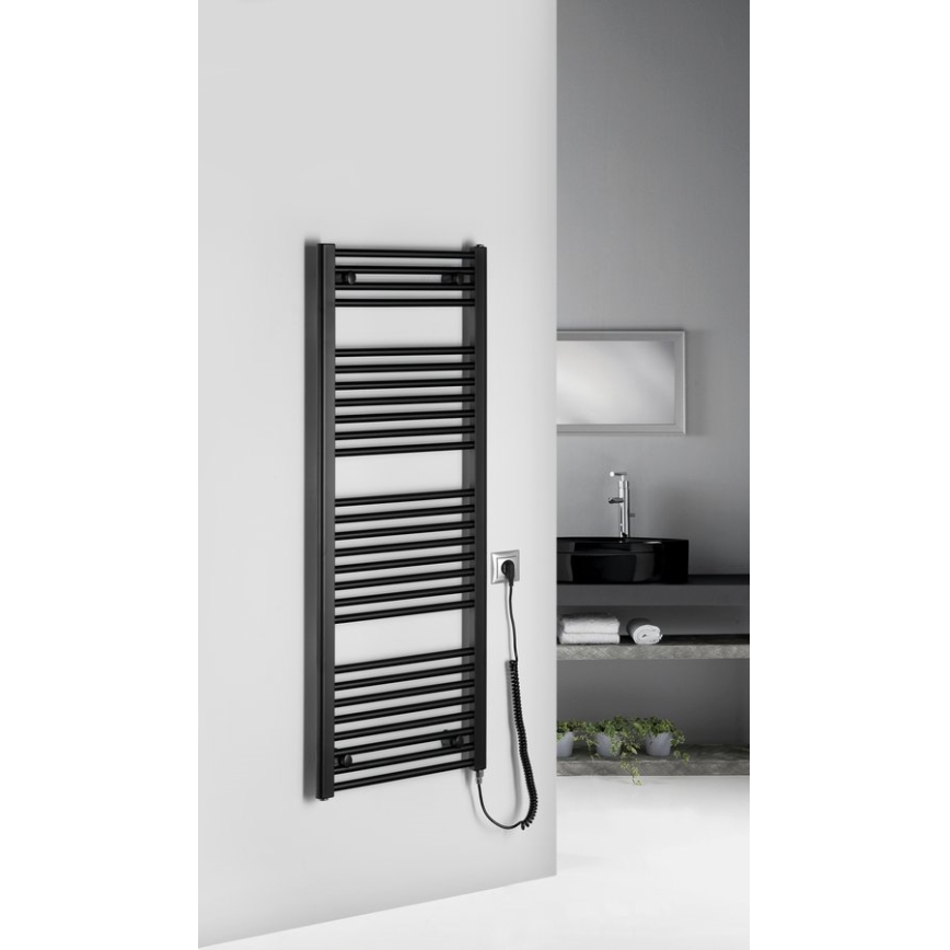 Aqualine - Електрически радиатор за баня DIRECT-E 400W 132x45 см матово черно
