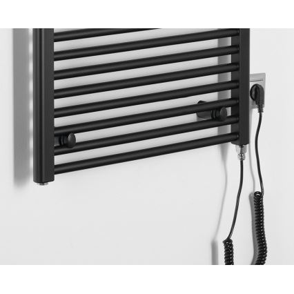 Aqualine - Електрически радиатор за баня DIRECT-E 600W 132x60 cm матово черно