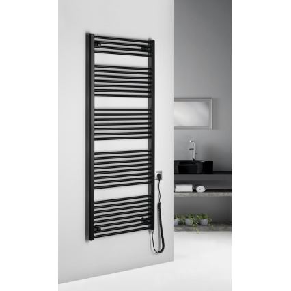 Aqualine - Електрически радиатор за баня DIRECT-E 800 W 168 x 60 см в матово черно