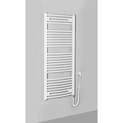 Aqualine - Електрически радиатор за баня ORBIT-E, 600 W, 132 x 60 см, бял, кръгъл