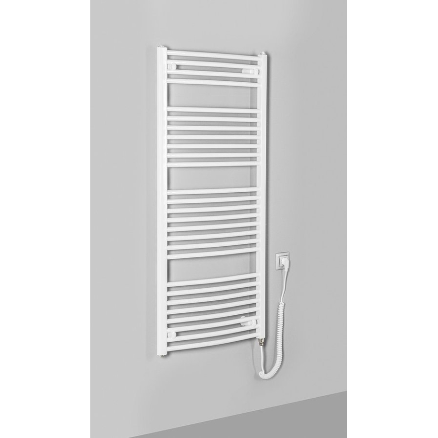 Aqualine - Електрически радиатор за баня ORBIT-E, 600 W, 132 x 60 см, бял, кръгъл