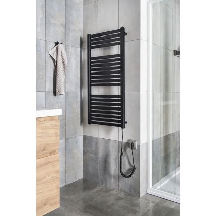 Aqualine - Електрически радиатор за баня TONDI-E 300 W 97x45 см матово черно