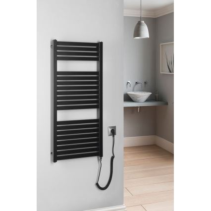 Aqualine - Електрически радиатор за баня TONDI-E 300 W 97x45 см матово черно