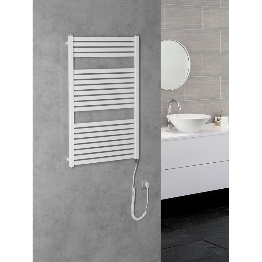 Aqualine - Електрически радиатор за баня TONDI-E 400 W 97 x 60 cm бял