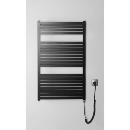 Aqualine - Електрически радиатор за баня TONDI-E 400W 97x60 cm матово черно