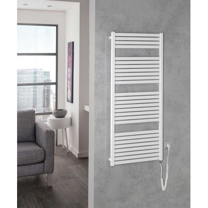 Aqualine - Електрически радиатор за баня TONDI-E 600 W 133 x 60 см бял