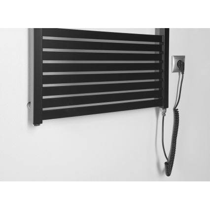 Aqualine - Електрически радиатор за баня TONDI-E 600W 133x60 cm матово черно
