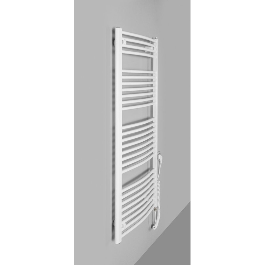 Aqualine - Електрическо оборудване за баня радиатор ORBIT-E 600W/230V 132 см бял кръгла