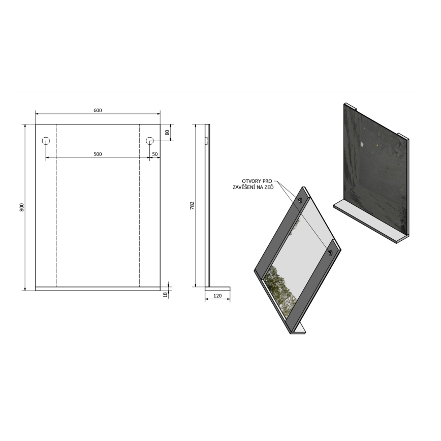 Aqualine - Огледало BETA 60x80 см бяло