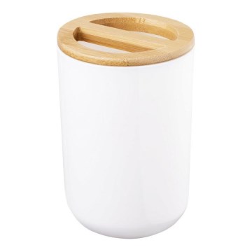 Aqualine - Поставка за четки за зъби SNOW бял/бамбук