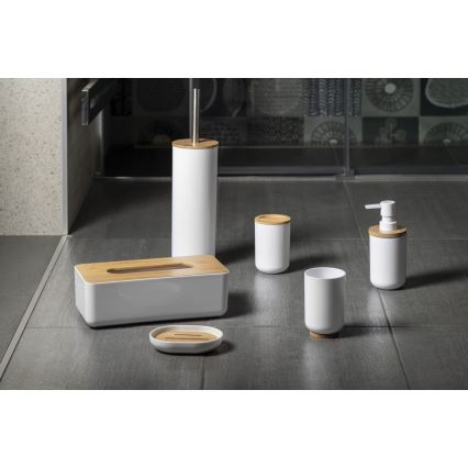 Aqualine - Поставка за четки за зъби SNOW бял/бамбук