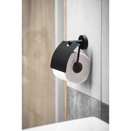 Aqualine - Поставка за тоалетна хартия с покривало SAMBA черен