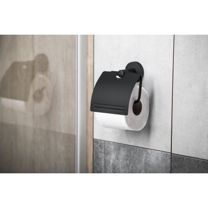 Aqualine - Поставка за тоалетна хартия с покривало SAMBA черен