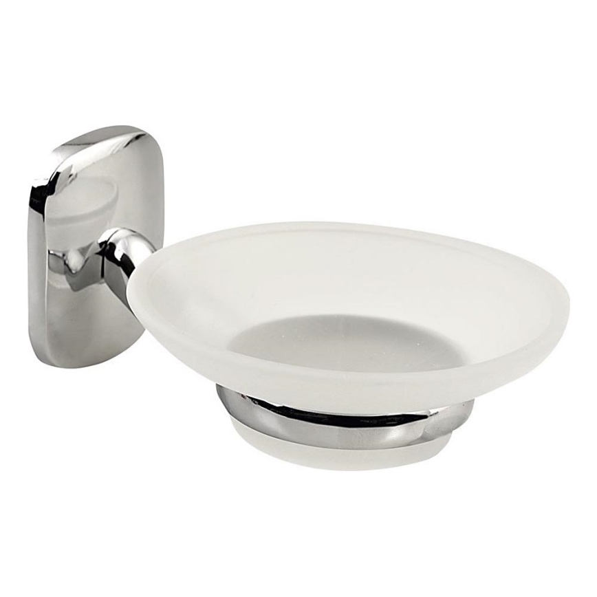 Aqualine - Сапунерка за монтаж на стена RUMBA млечен стъкло/лъскав хром