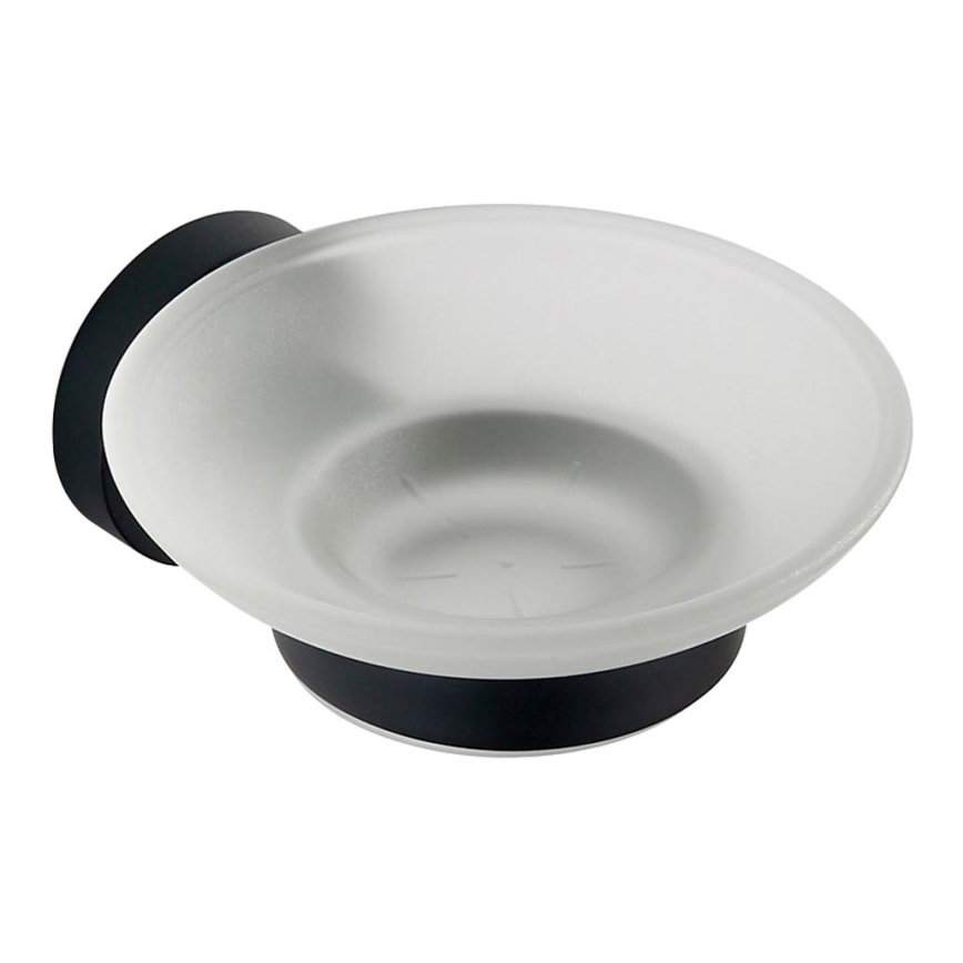 Aqualine - Сапунерка за монтаж на стена SAMBA млечен стъкло/матов черен