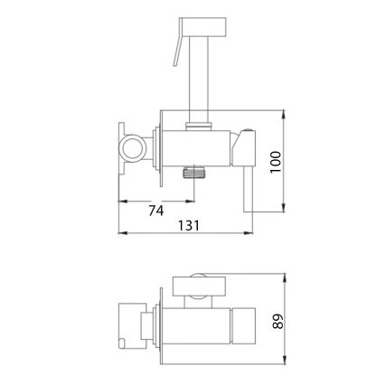 Aqualine - Смесител за бидета с душ за скрит монтаж матов черен