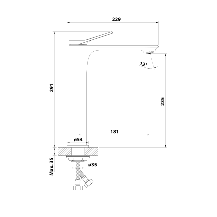 Aqualine - Смесител за умивалник BOLERO 29 см лъскав хром