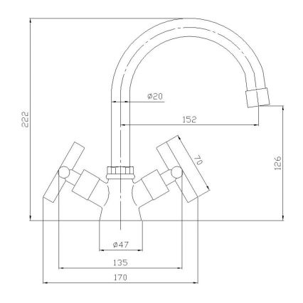 Aqualine - Смесител за умивалник XENIA 22,2 см, лъскав хром