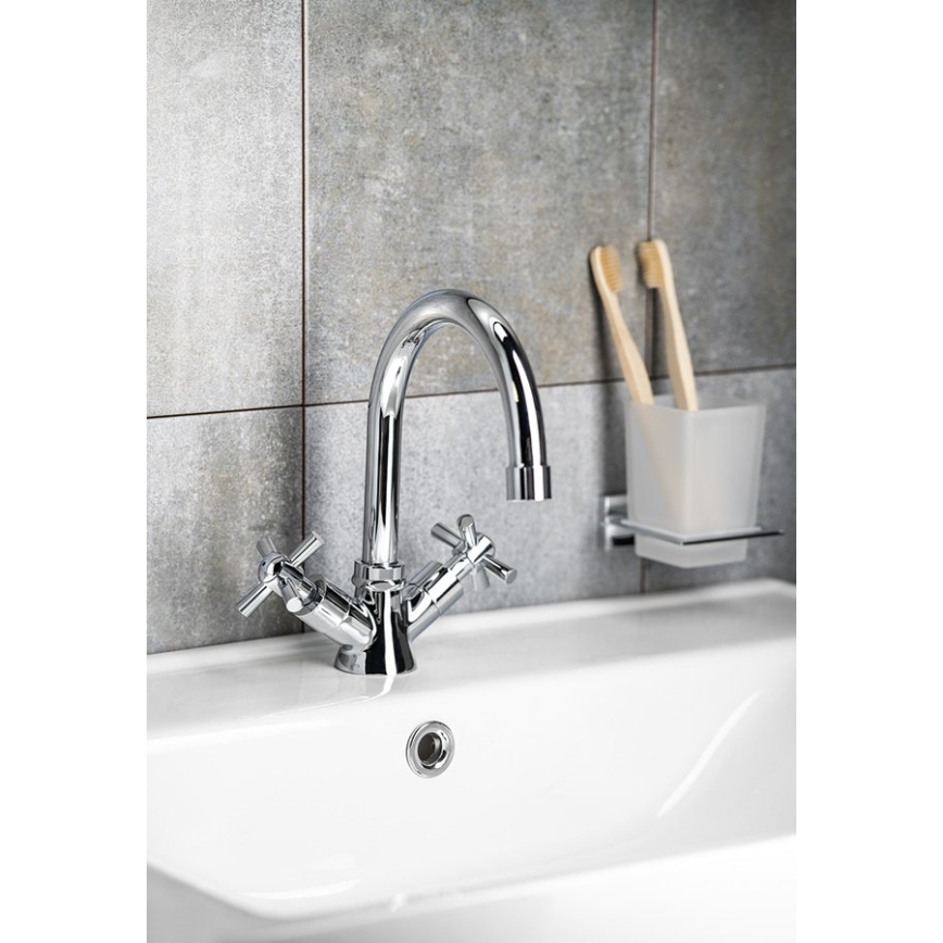 Aqualine - смесител за умивалник XENIA RETRO 22,2 см лъскав хром