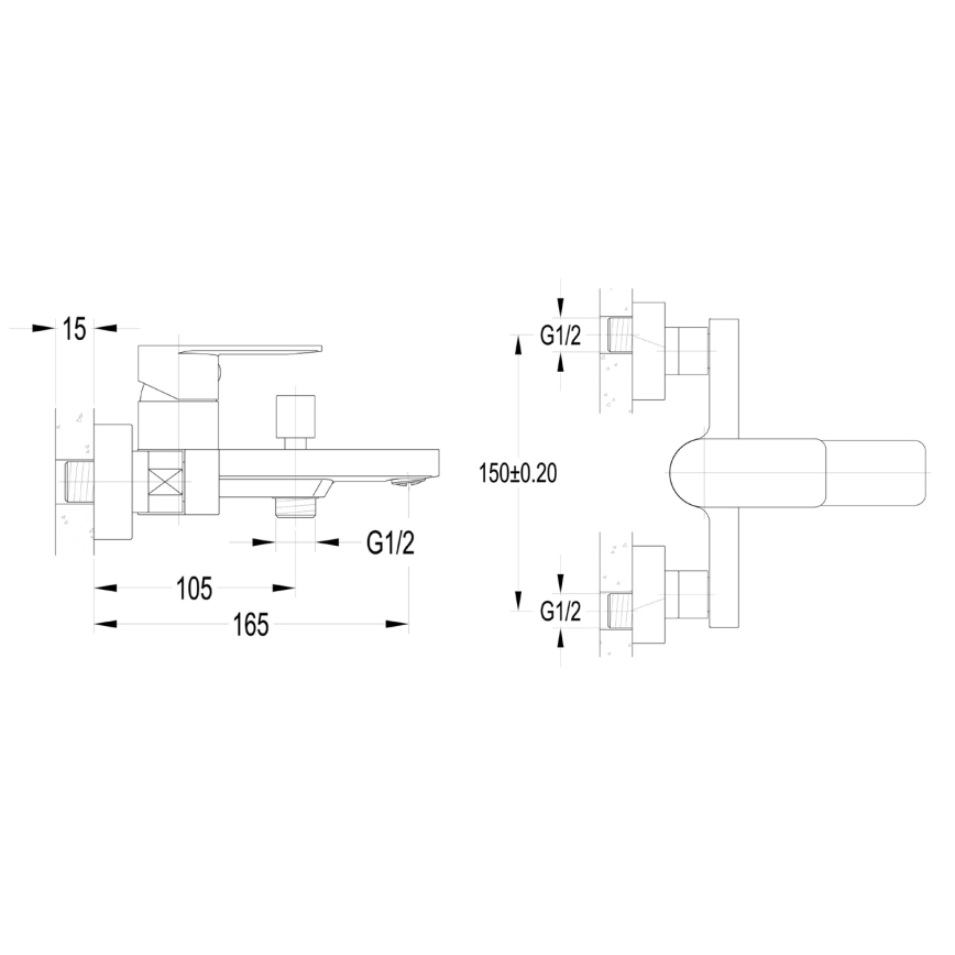 Aqualine - Смесител за вана DAPHNE блестящ хром