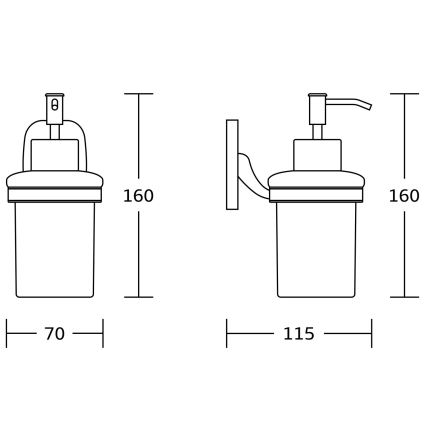 Aqualine - Стенен дозатор за сапун RUMBA 160 мм млечен стъкло/лъскав хром