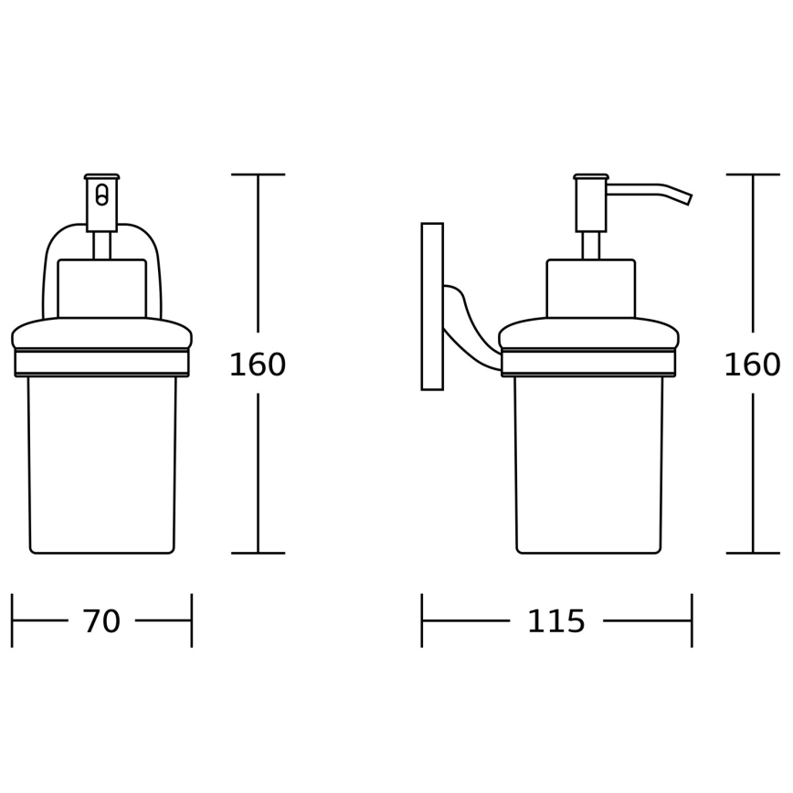 Aqualine - Стенен дозатор за сапун RUMBA 160 мм млечен стъкло/лъскав хром