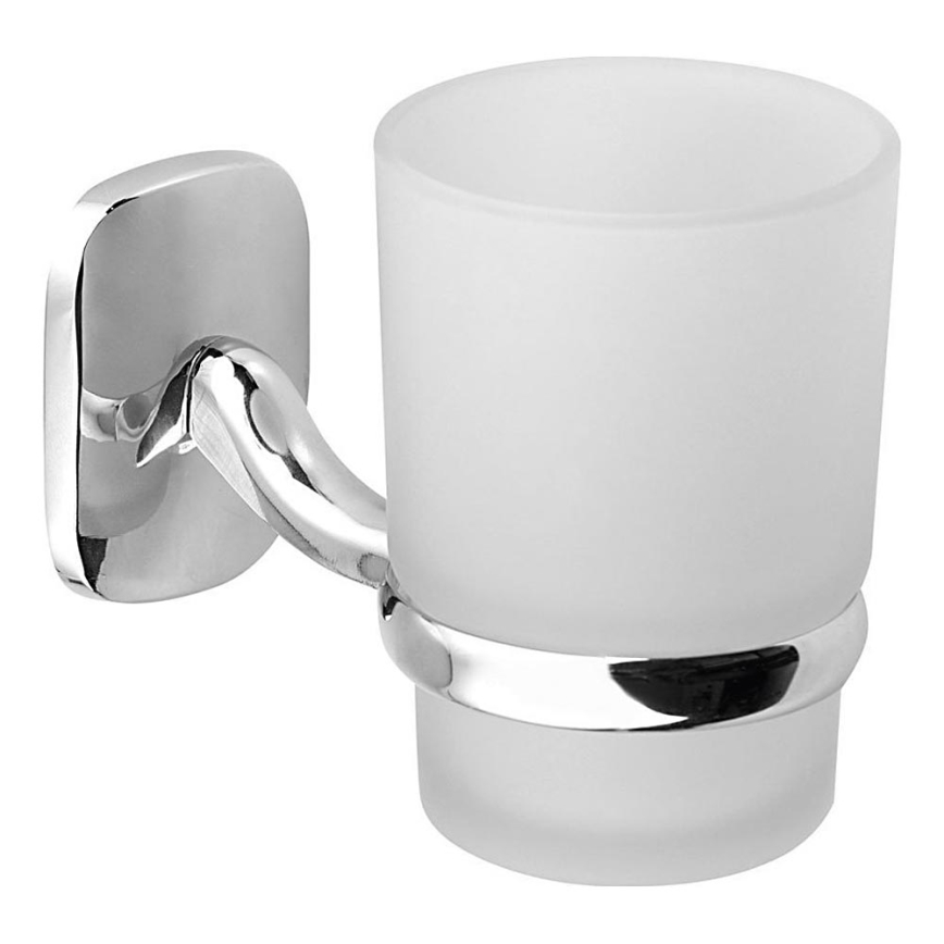 Aqualine - Стенна поставка за четки за зъби RUMBA млечен стъкло/лъскав хром