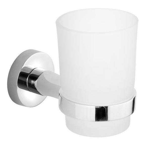 Aqualine - Стенна поставка за четки за зъби SAMBA млечен стъкло/лъскав хром