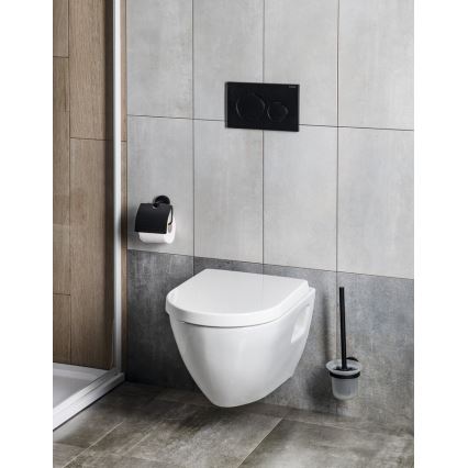 Aqualine - Стенна четка за тоалетна SAMBA матирано стъкло/матово черно