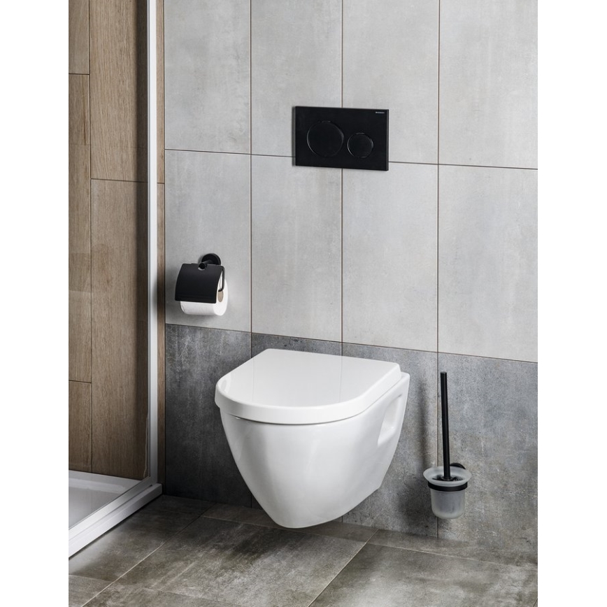 Aqualine - Стенна четка за тоалетна SAMBA матирано стъкло/матово черно